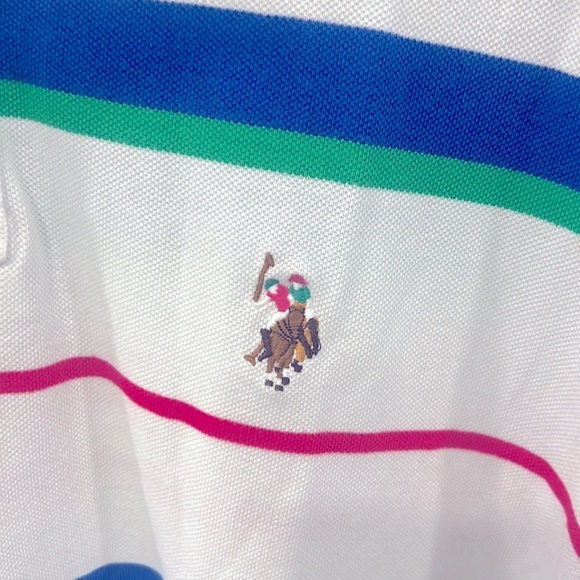 US Polo Assn. Polo Collared Shirt - XXL, Blue/Green/Red Stripes - Picture 2 of 6